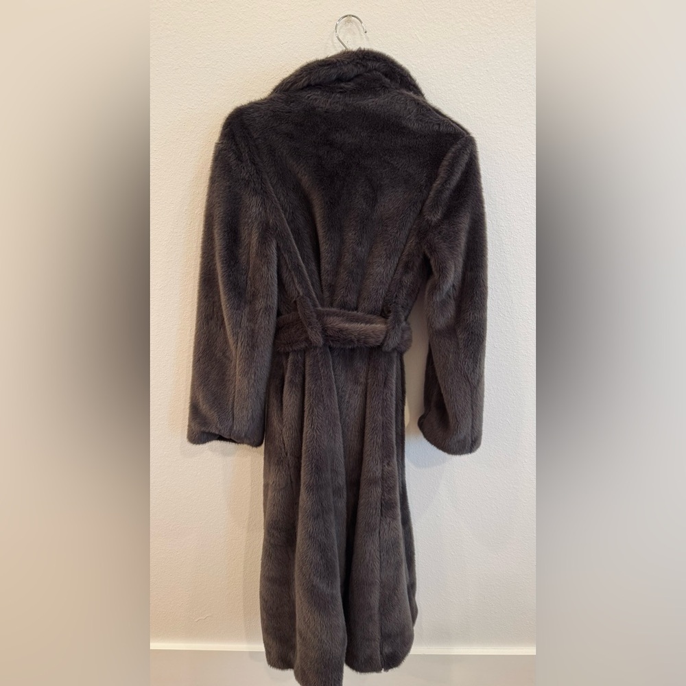 H&M Charcoal Long Teddy Coat - Picture 4 of 4